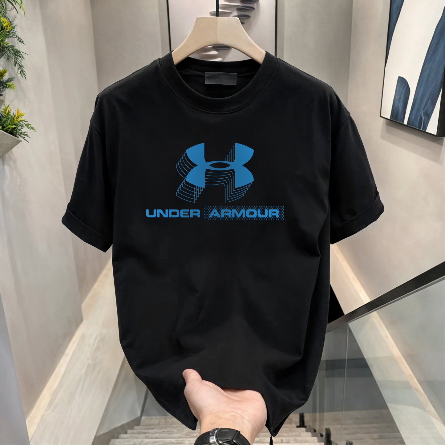 Men's Brand Premium Selling T-Shirt (BD-BLUE ARMOUR+LV STARS)