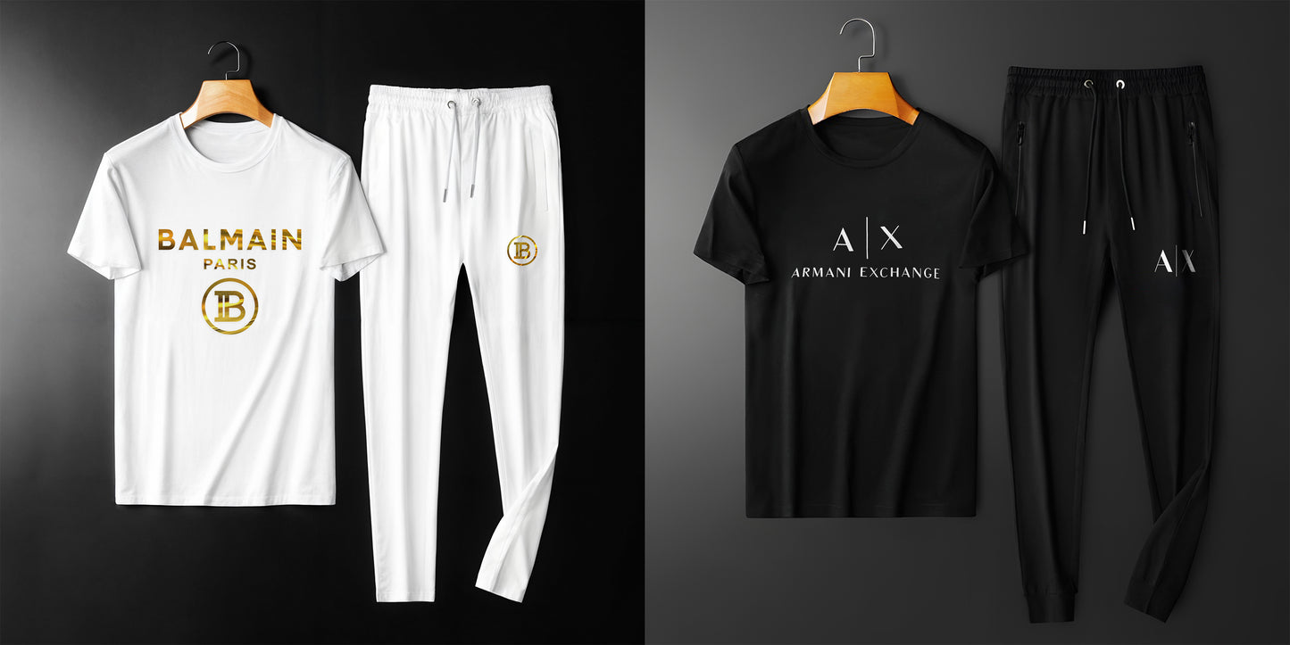 Men's Premium Selling Combo Co-ords (BD-BAL GOLD C-SET WHITE + AX WHITE C-SET BLACK)