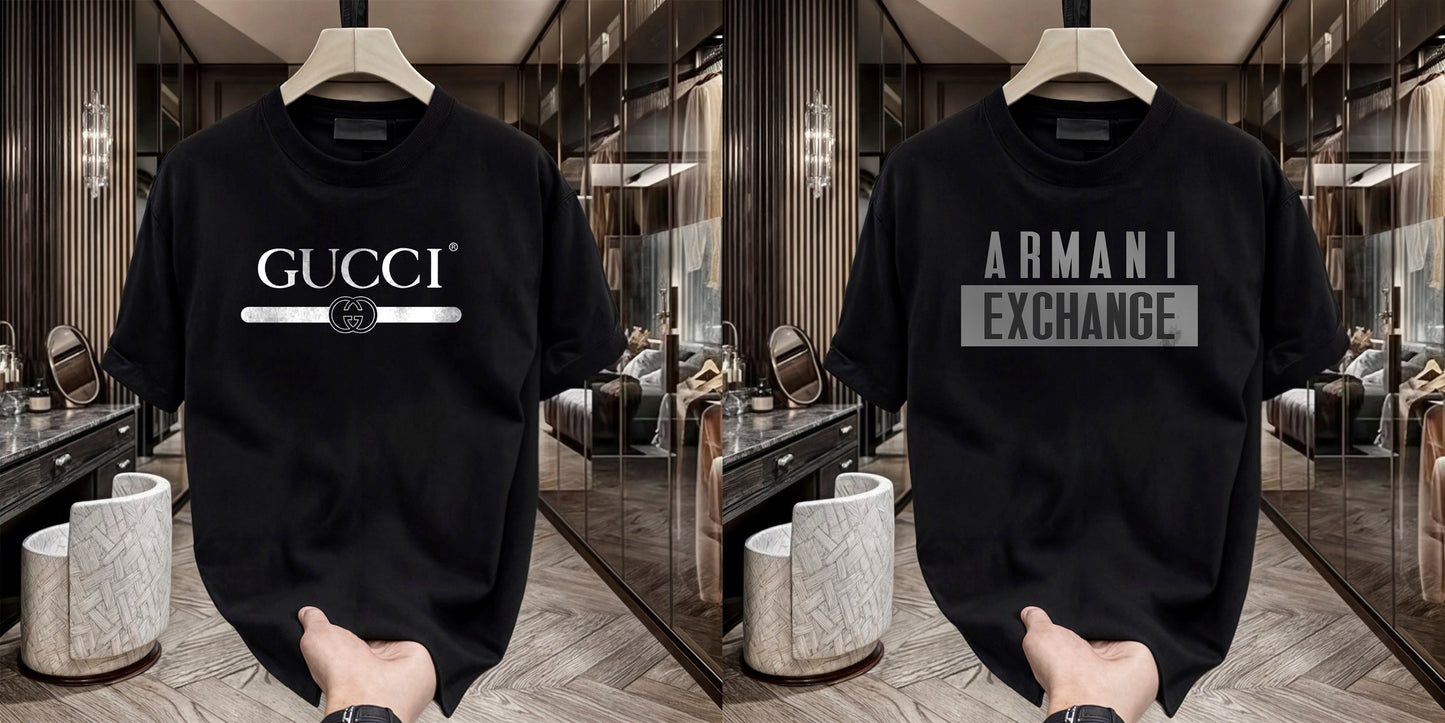 Men's Brand Premium Selling T-Shirt (BD-GUCCI+ARMANI GREY)