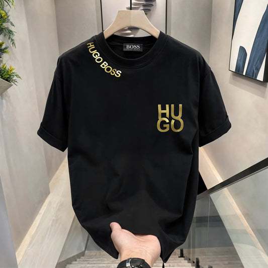 Men's Brand Premium Selling T-Shirt (BD-HB Gold +LV Shoe)