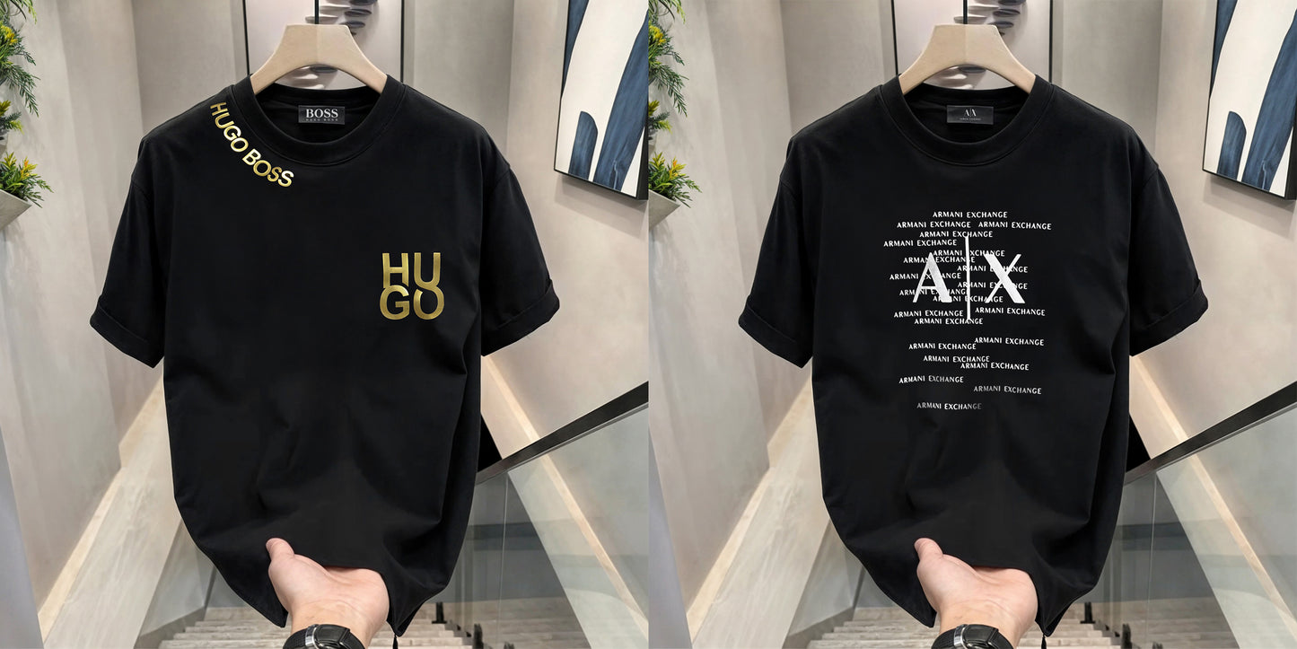 Men's Brand Premium Selling T-Shirt (BD-HB Gold + A|X Text)