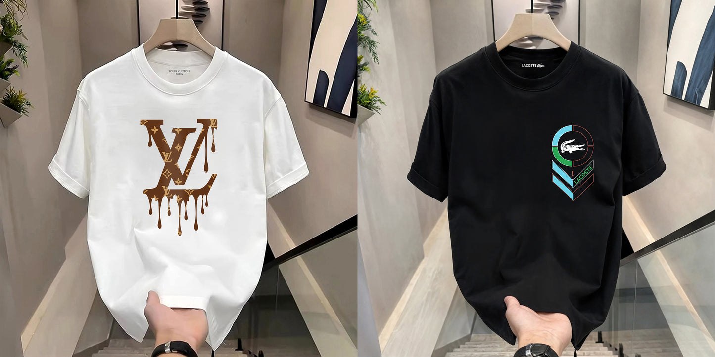 Men's Premium Selling T-Shirts (BD-LV Drop + Lacoste Blue)