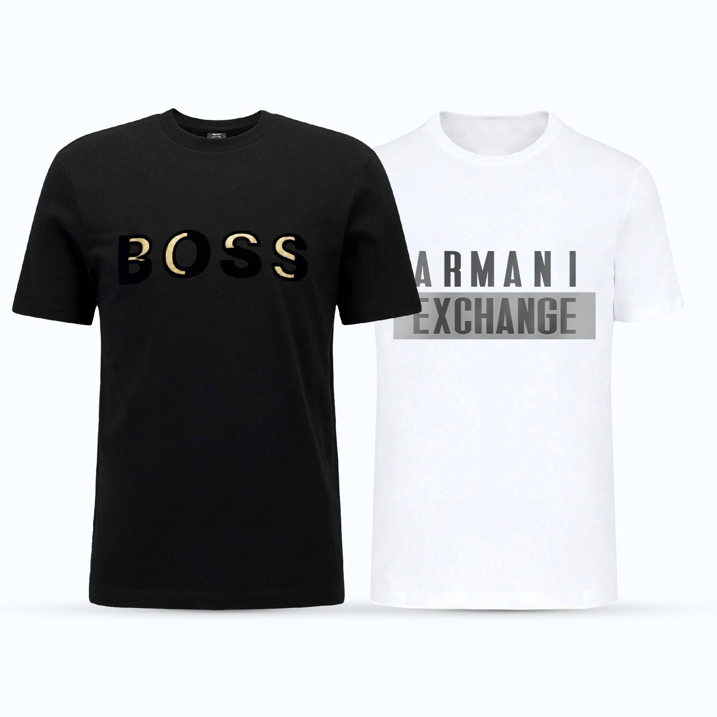 Men's Premium Selling T-Shirt (BD-GOLD BOSS+ARMANI GREY WHITE)