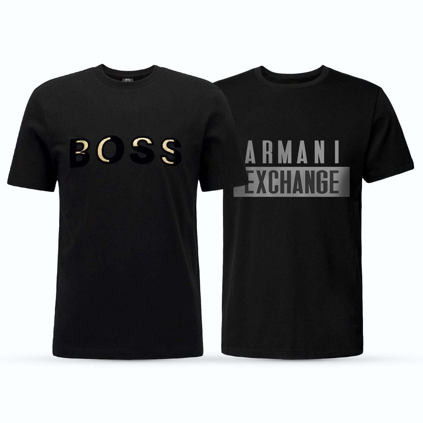 Men's Premium Selling T-Shirt (BD-GOLD BOSS+ARMANI GREY BLACK)