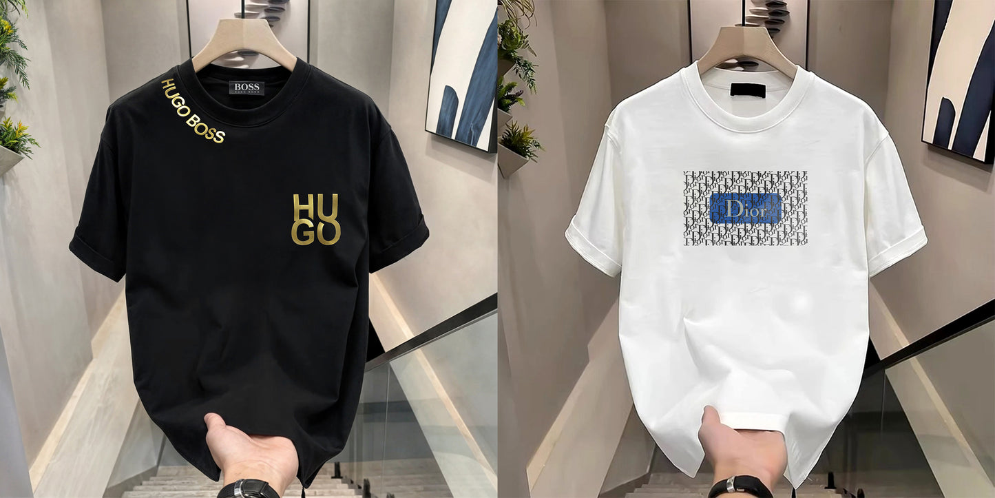 Men's Brand Premium Selling T-Shirt (BD-HB Gold +Dior Blue)