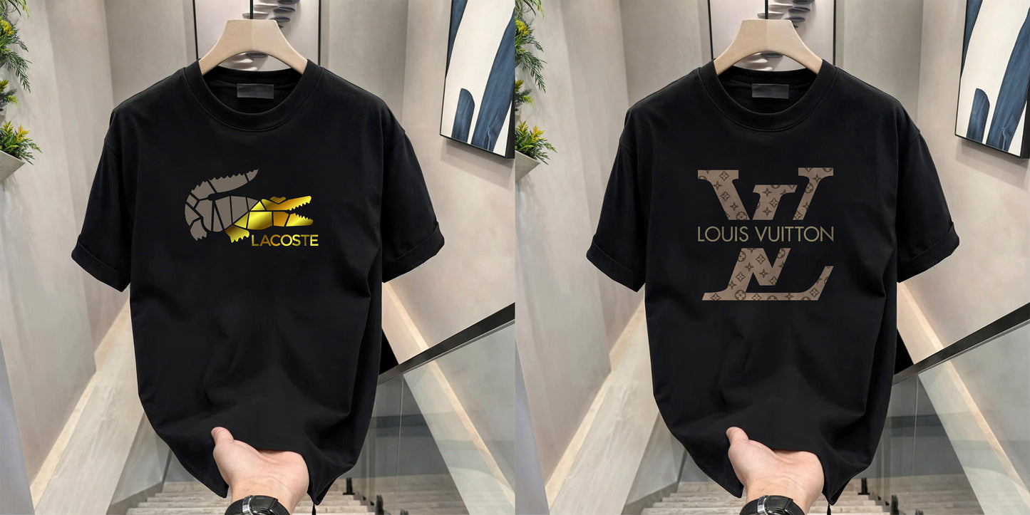 Men's Brand Premium Selling T-Shirt (BD-LACOSTE GOLD+LV COMBO)