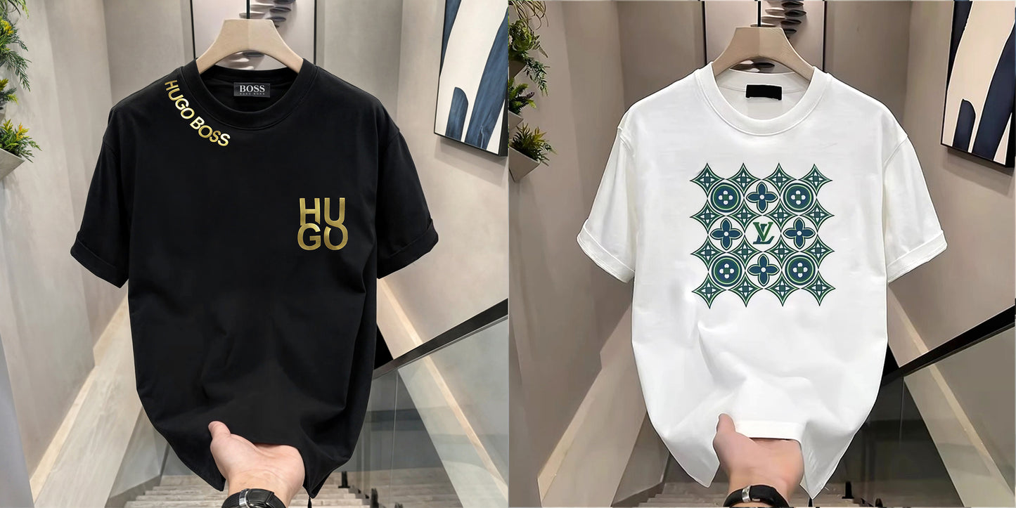 Men's Brand Premium Selling T-Shirt (BD-HB Gold +LV Green)