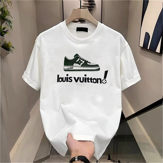 Men's Brand Premium Selling T-Shirt (BD-HB Gold +LV Shoe)