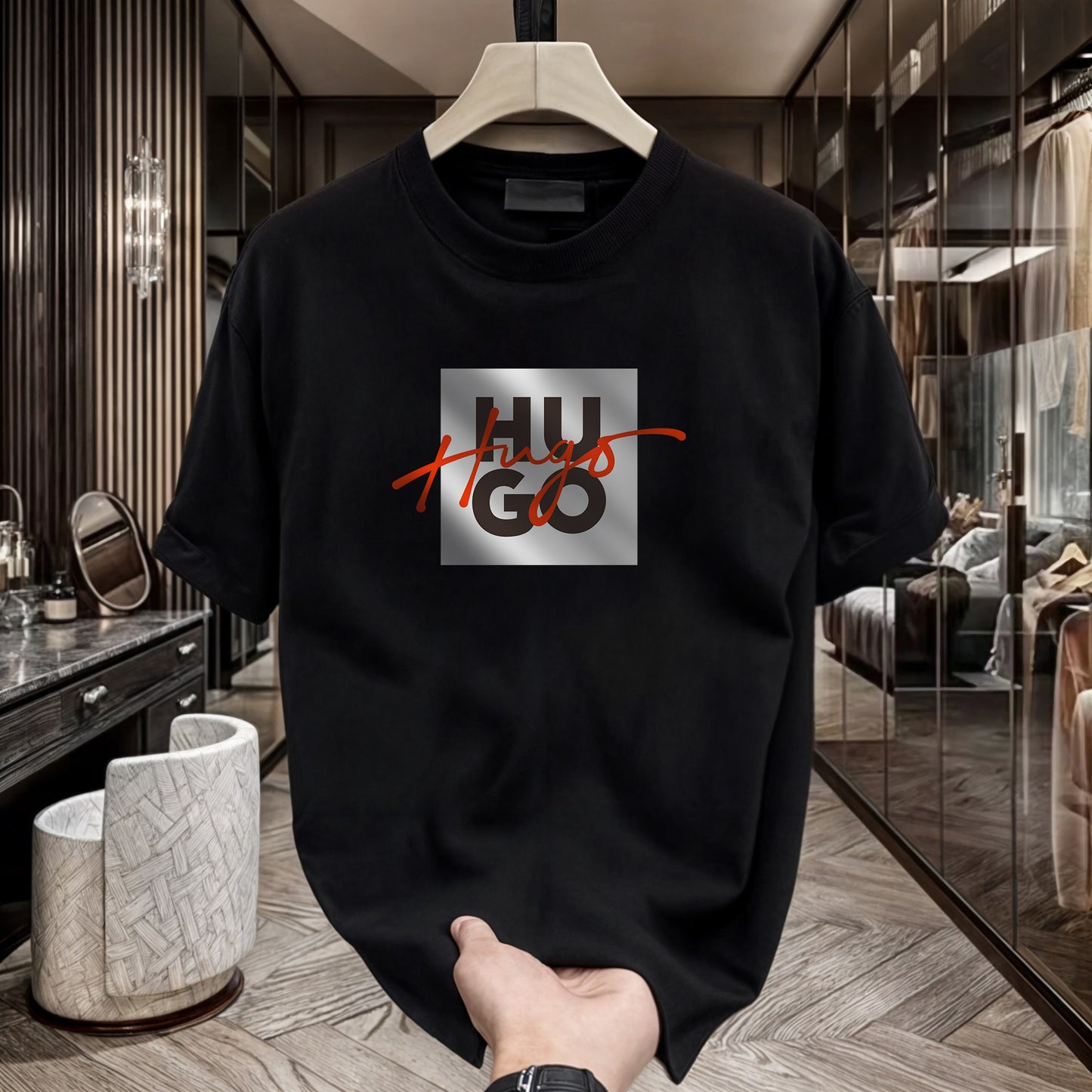 Men's Brand Premium Selling T-Shirt (BD-AX CUT+HUGO RED)