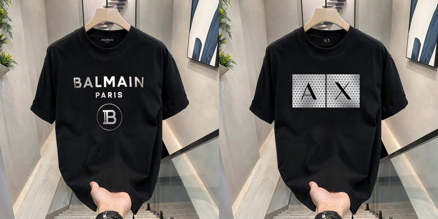 Men's Premium Selling T-Shirts (BD-Balmain Silver + AX Big Box)