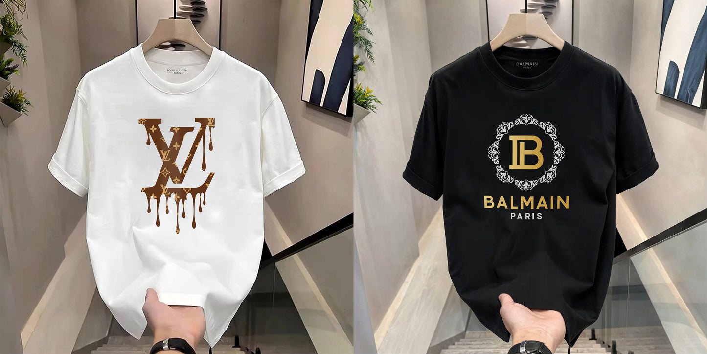 Men's Premium Selling T-Shirts (BD- LV DROP+BALMAIN ROYAL)