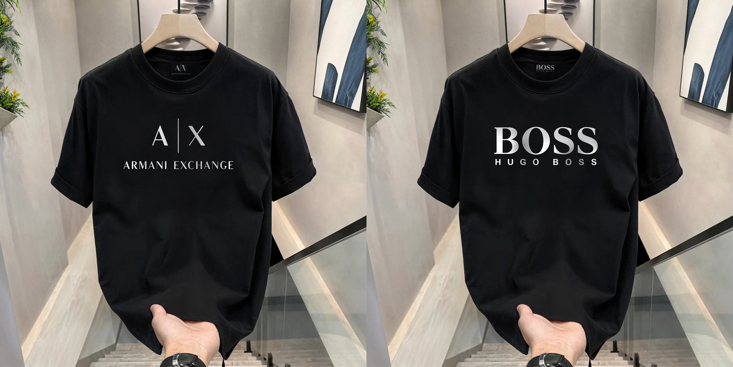 Men's Premium Selling T-Shirts (BD-AX White+ Hugo Boss)