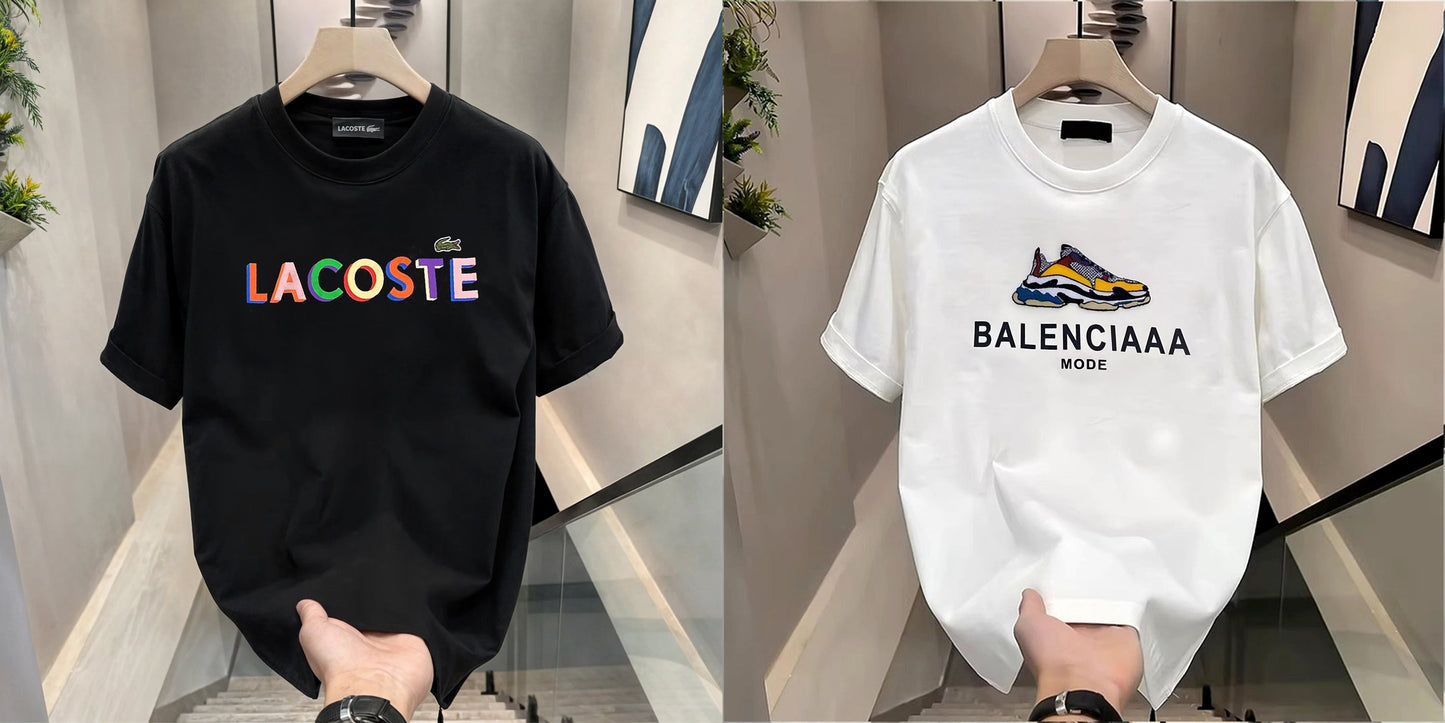 Men's Brand Premium Selling T-Shirt (BD-LACOSTE Color+BALENCIAAA MODE)