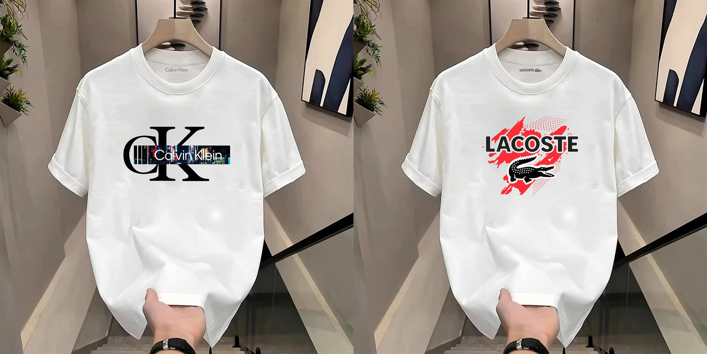 Men's Premium Selling T-Shirts (BD-CK BLACK+LACOSTE RED)