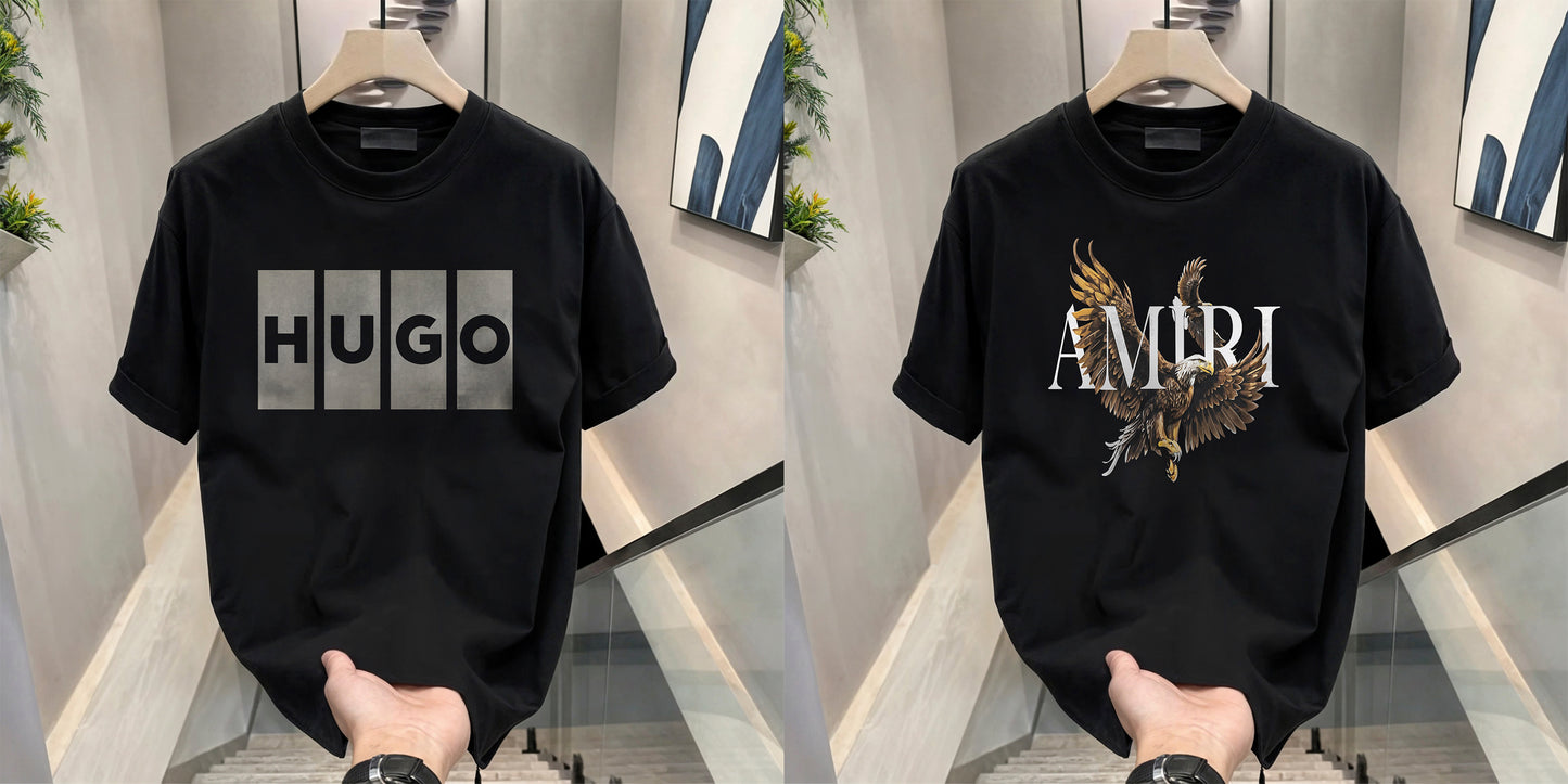 Men's Brand Premium Selling T-Shirt (BD-AMIRI+HUGO BOX)