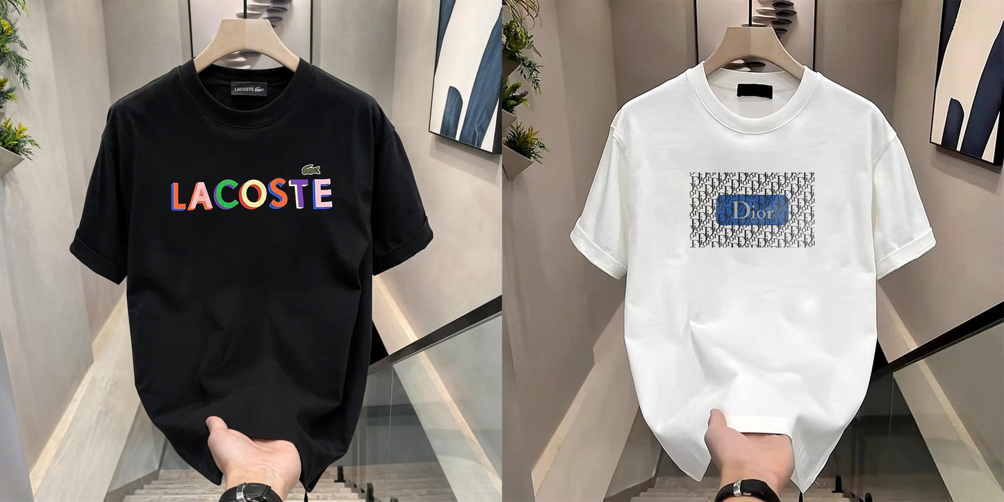 Men's Brand Premium Selling T-Shirt (BD-LACOSTE Color+ Dior Blue)