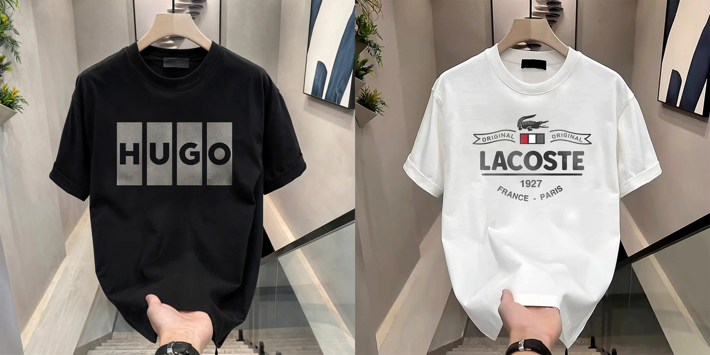 Men's Brand Premium Selling T-Shirt (BD-HUGO BOX+LACOSTE PARIS)