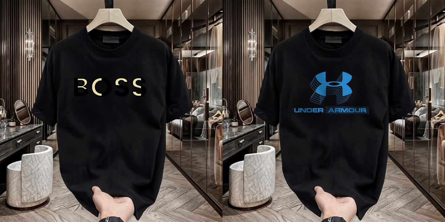 Men's Brand Premium Selling T-Shirt (BD-GOLD BOSS+BLUE ARMOUR)