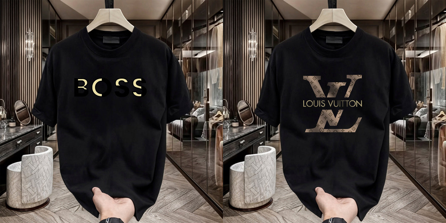 Men's Brand Premium Selling T-Shirt (BD-GOLD BOSS+LV)