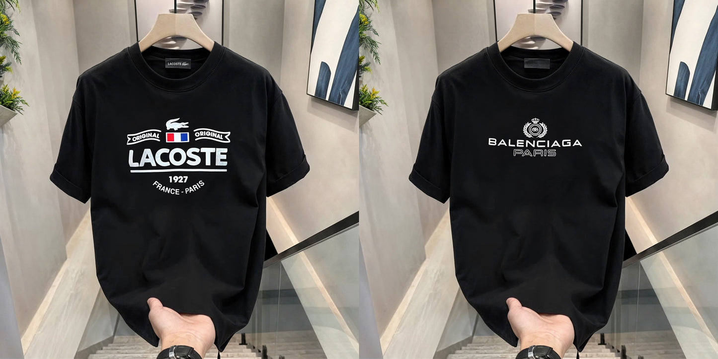 Men's Brand Premium Selling T-Shirt (BD-LACOSTE France+ BD-BALENCIAGA PARIS)