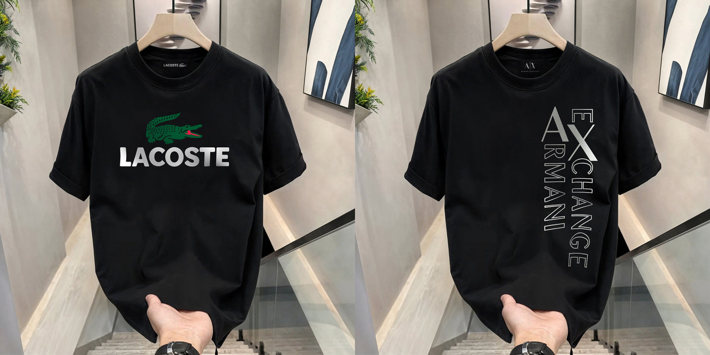 Men's Premium Selling T-Shirts (BD-LACOSTE+ARMANI EXCHANGE SILVER)