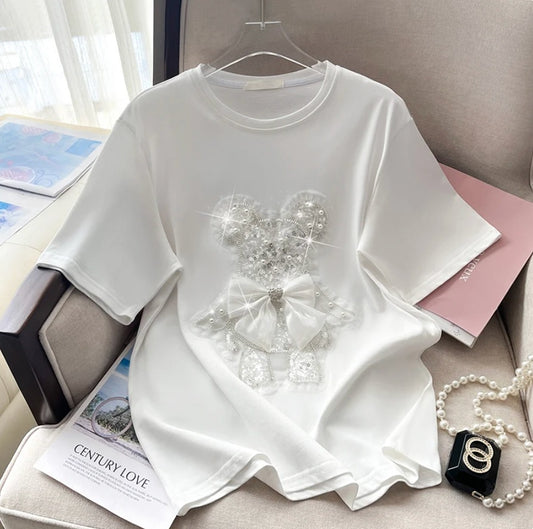 Imported Women T-Shirt (Bow Bear + White Bear)