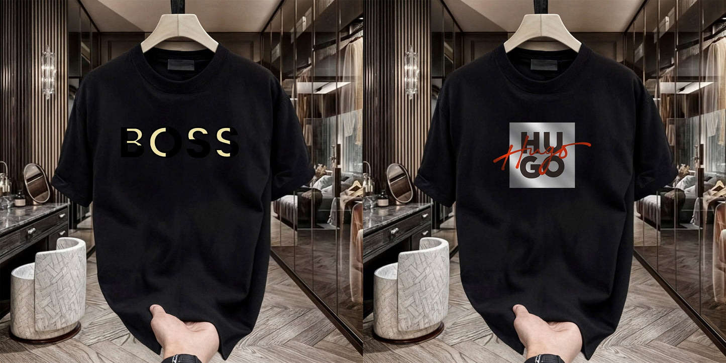 Men's Brand Premium Selling T-Shirt (BD-GOLD BOSS+HUGO RED)
