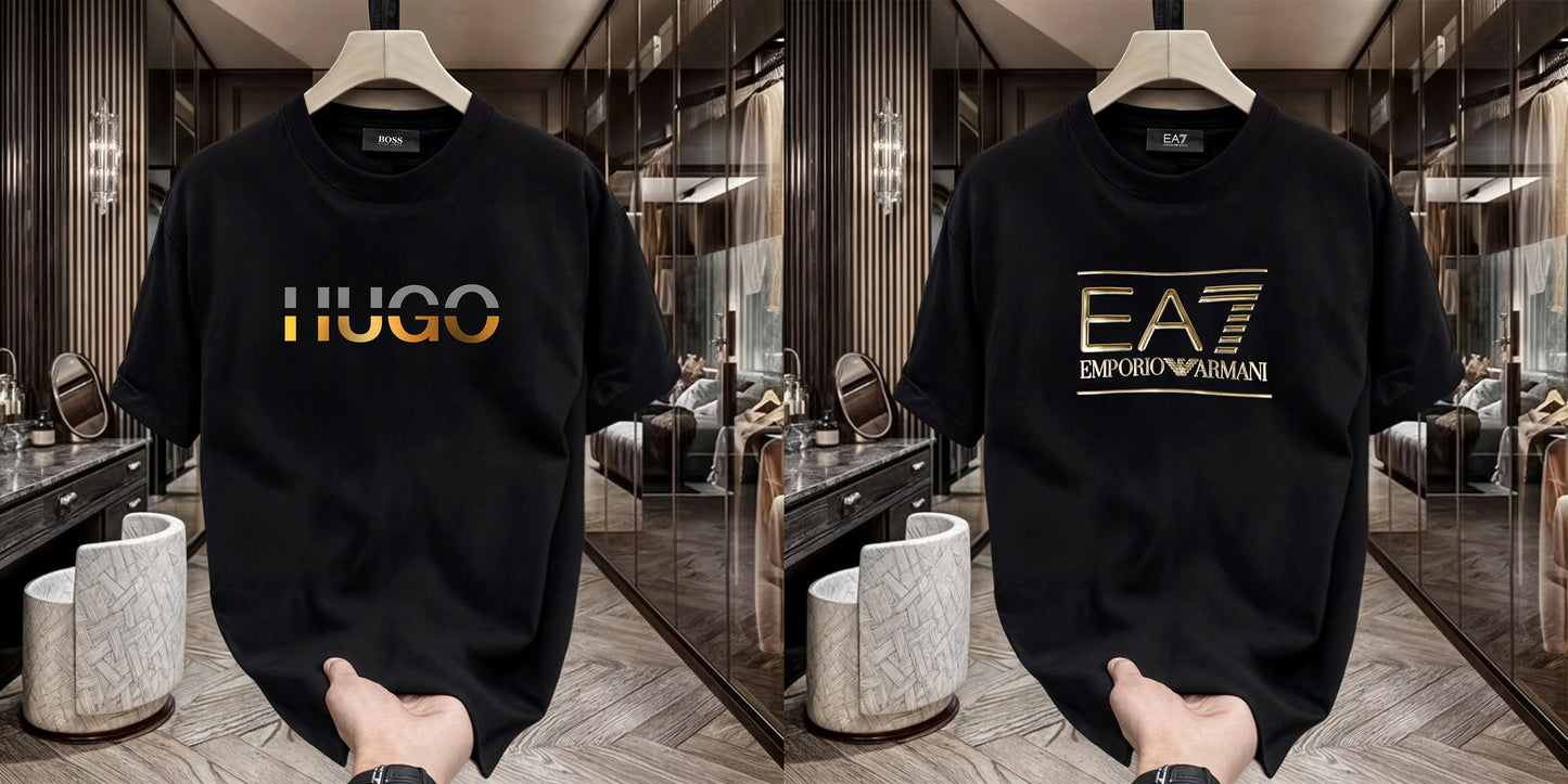 Men's Premium Selling T-Shirts (BD-HUGO GOLD+EA7)