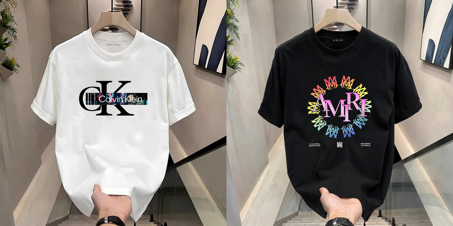 Men's Premium Selling T-Shirts (BD-CK BLACK+AMIRI COLORFUL)