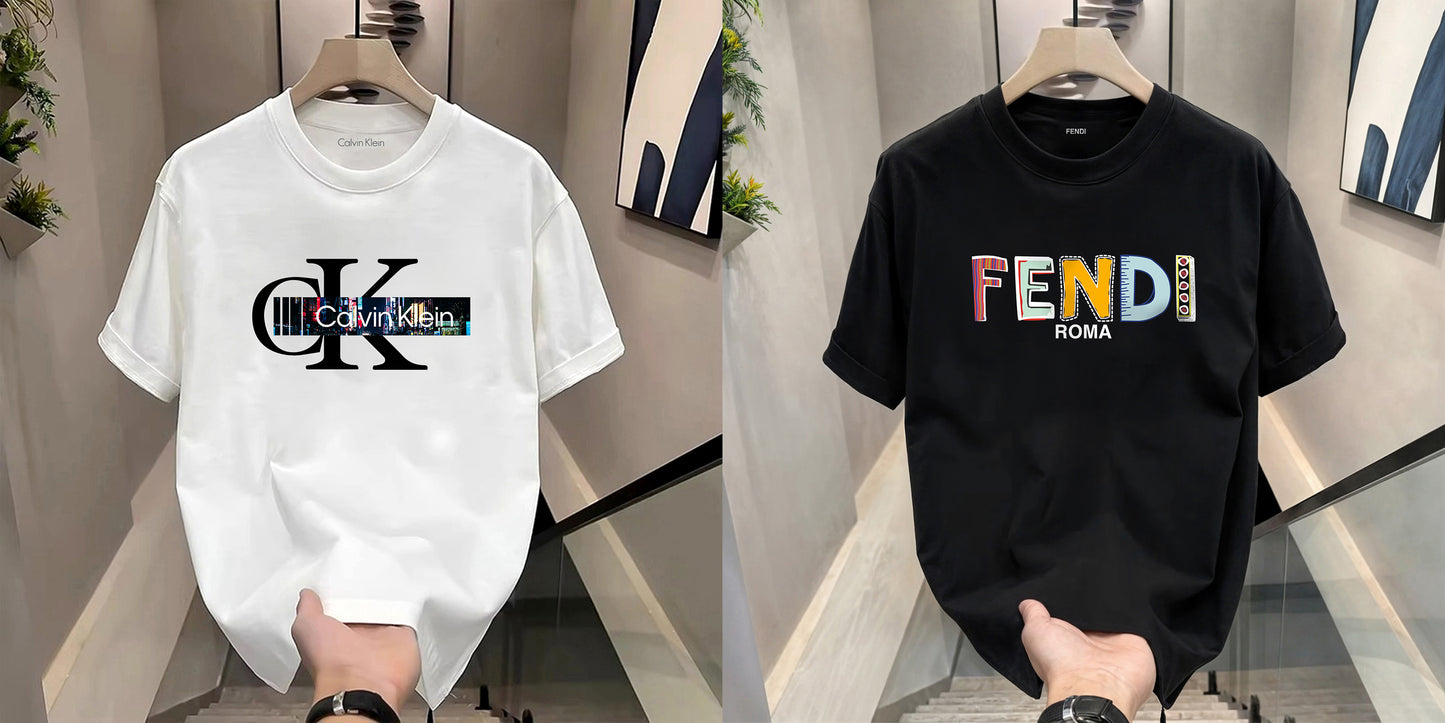 Men's Premium Selling T-Shirts (BD-CK BLACK+ FENDI COLORFUL)