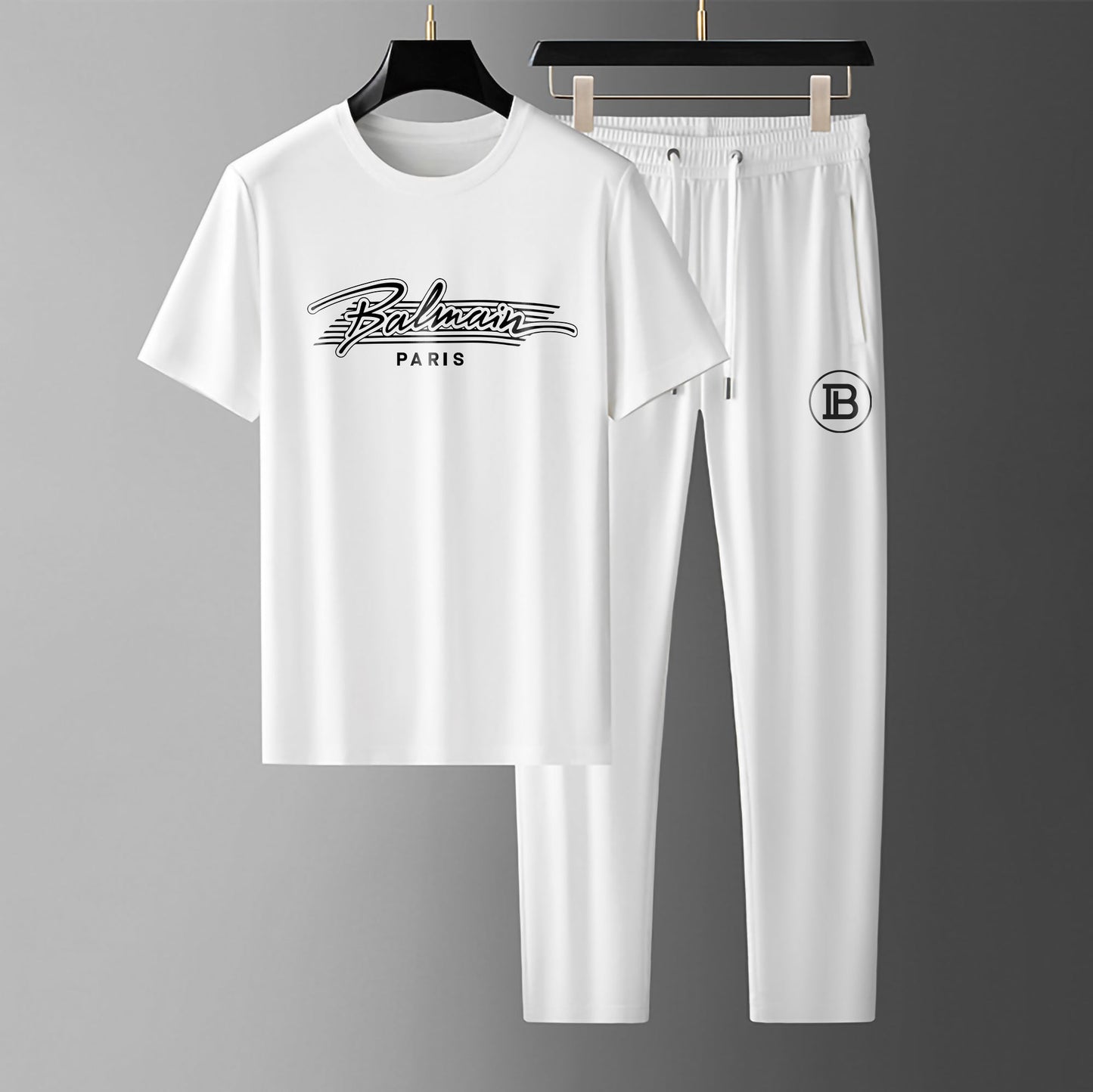 Men's Luxury Branded White Co-Ord Set
