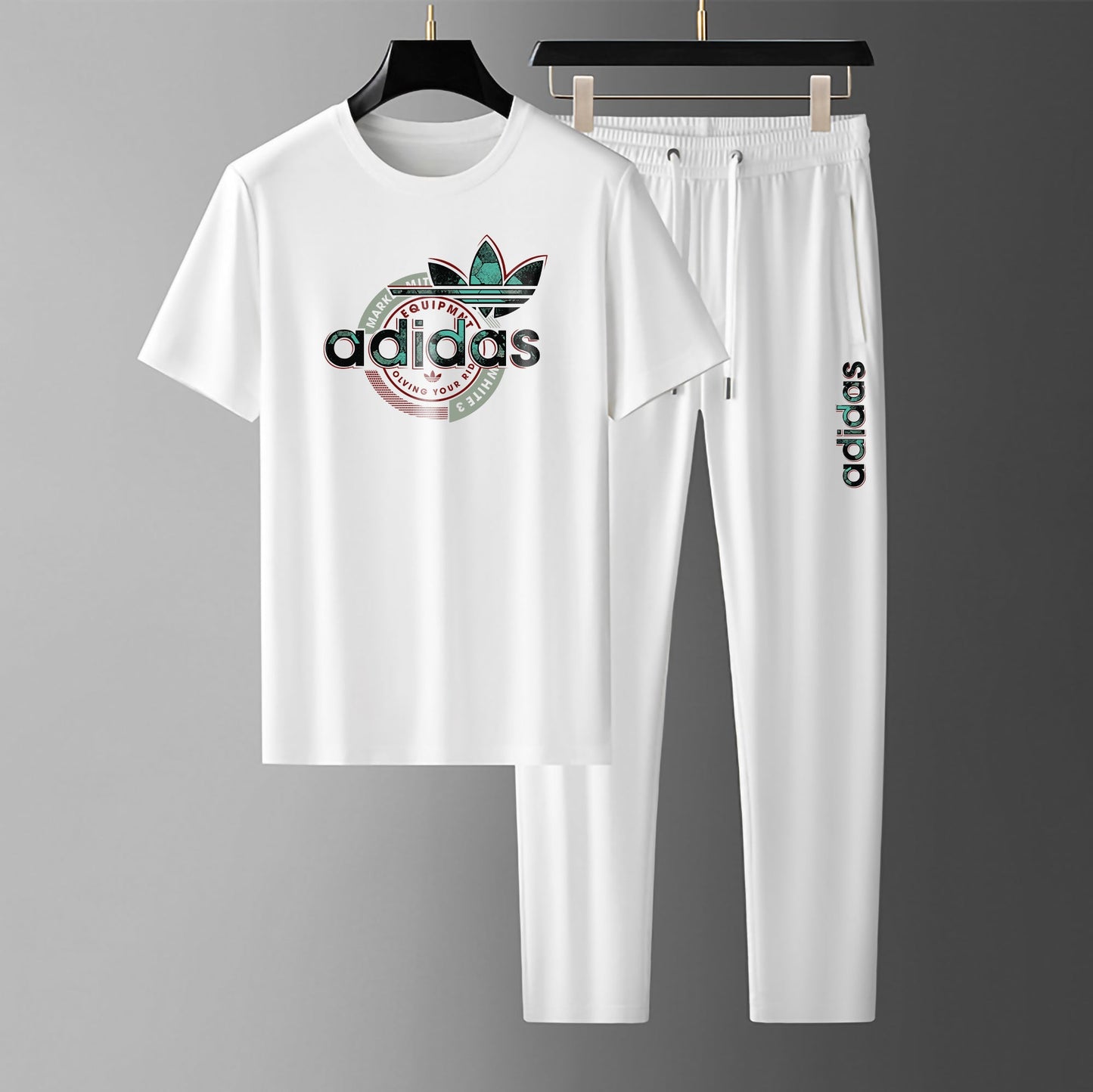 Men's Luxury Branded White Co-Ord Set