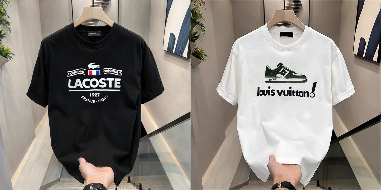 Men's Brand Premium Selling T-Shirt (BD-LACOSTE France+ LV SHOE)