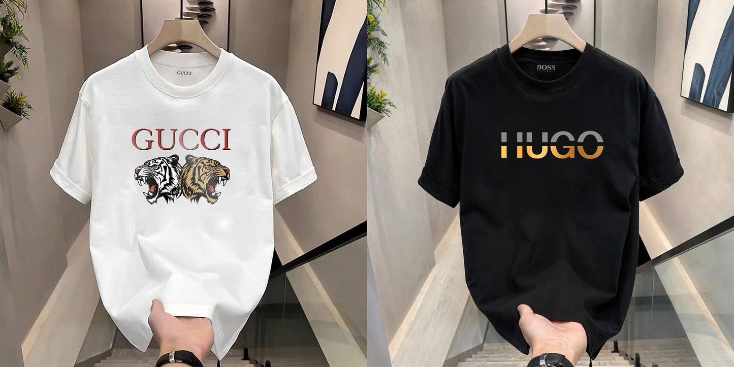Men's Premium Selling T-Shirts (BD-GUCCI TIGER+HUGO GOLD)