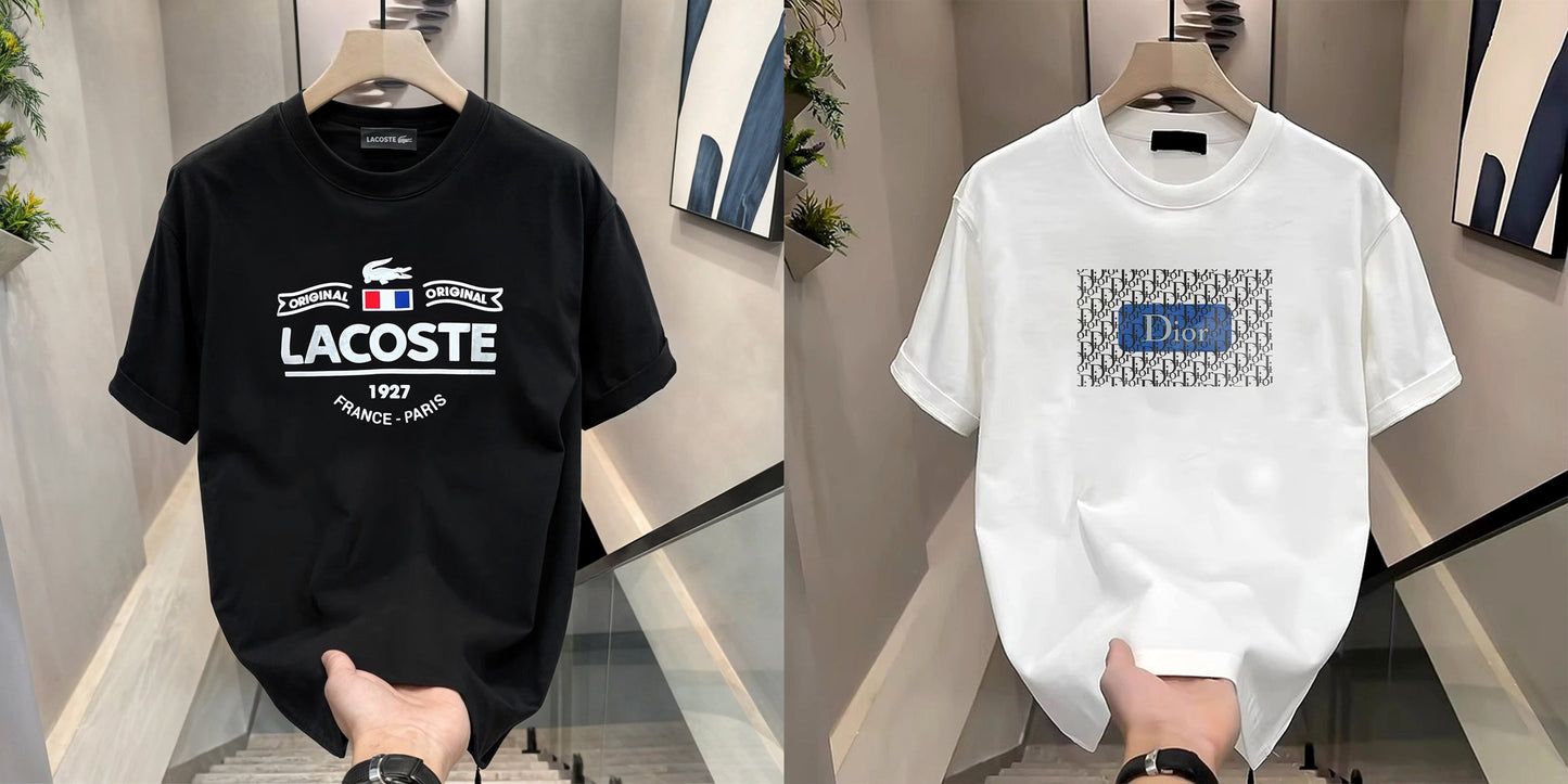 Men's Brand Premium Selling T-Shirt (BD-LACOSTE France+ Dior Blue)