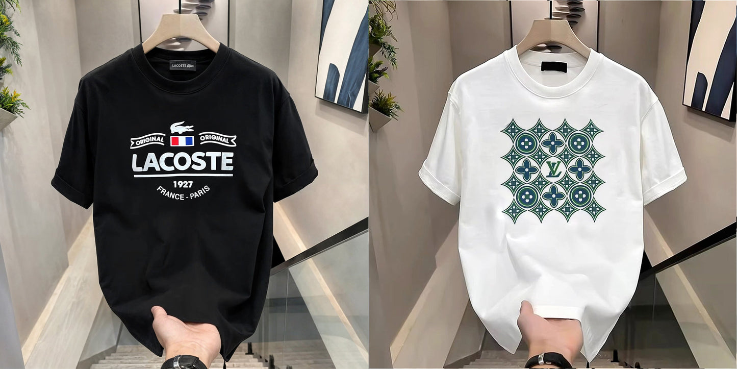 Men's Brand Premium Selling T-Shirt (BD-LACOSTE France+ LV GREEN)