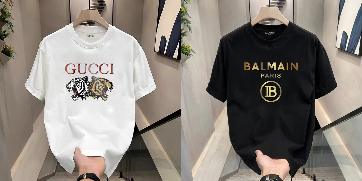 Men's Premium Selling T-Shirts (BD-GUCCI TIGER+BALMAIN GOLD)