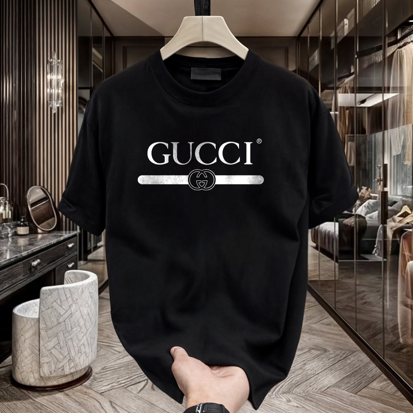 Men's Brand Premium Selling T-Shirt (BD-GUCCI+BURBERRY GOLD)