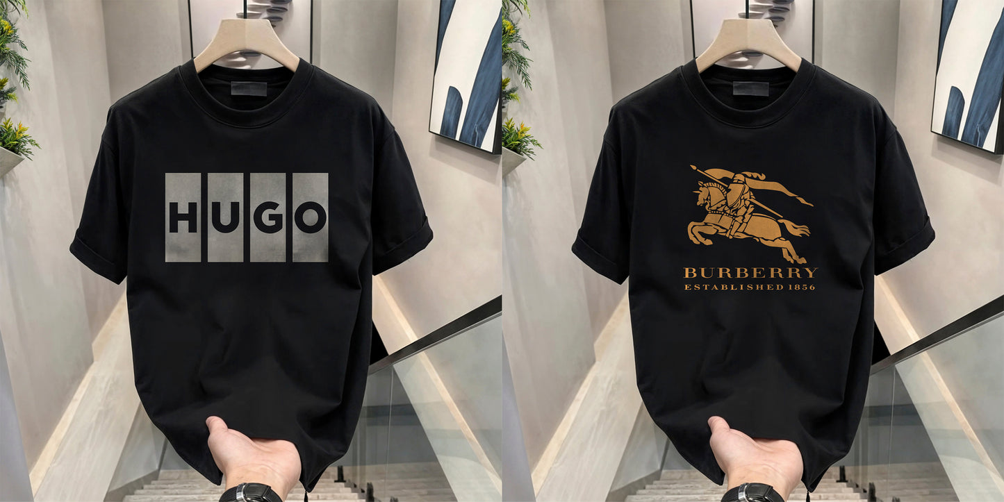 Men's Brand Premium Selling T-Shirt (BD-HUGO BOX+BURBERRY GOLD)
