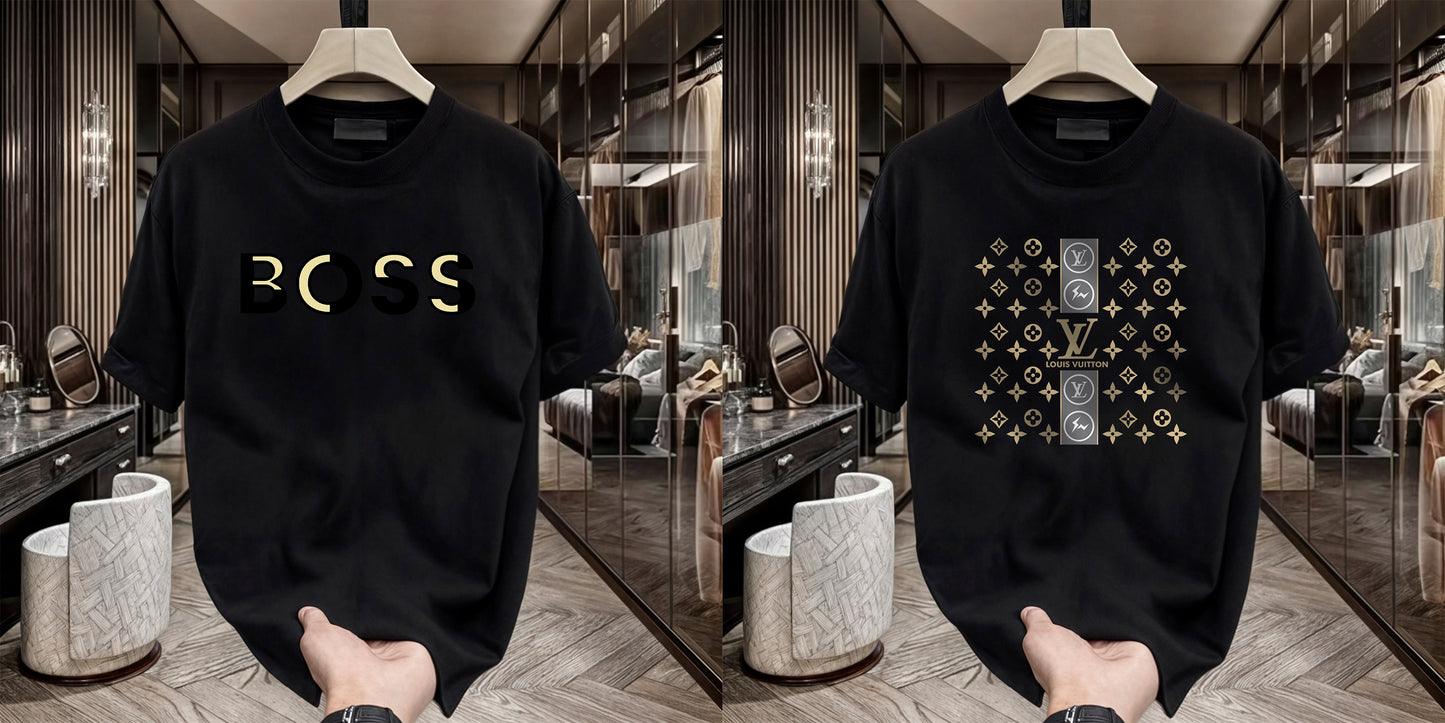 Men's Brand Premium Selling T-Shirt (BD-LV STARS+GOLD BOSS)