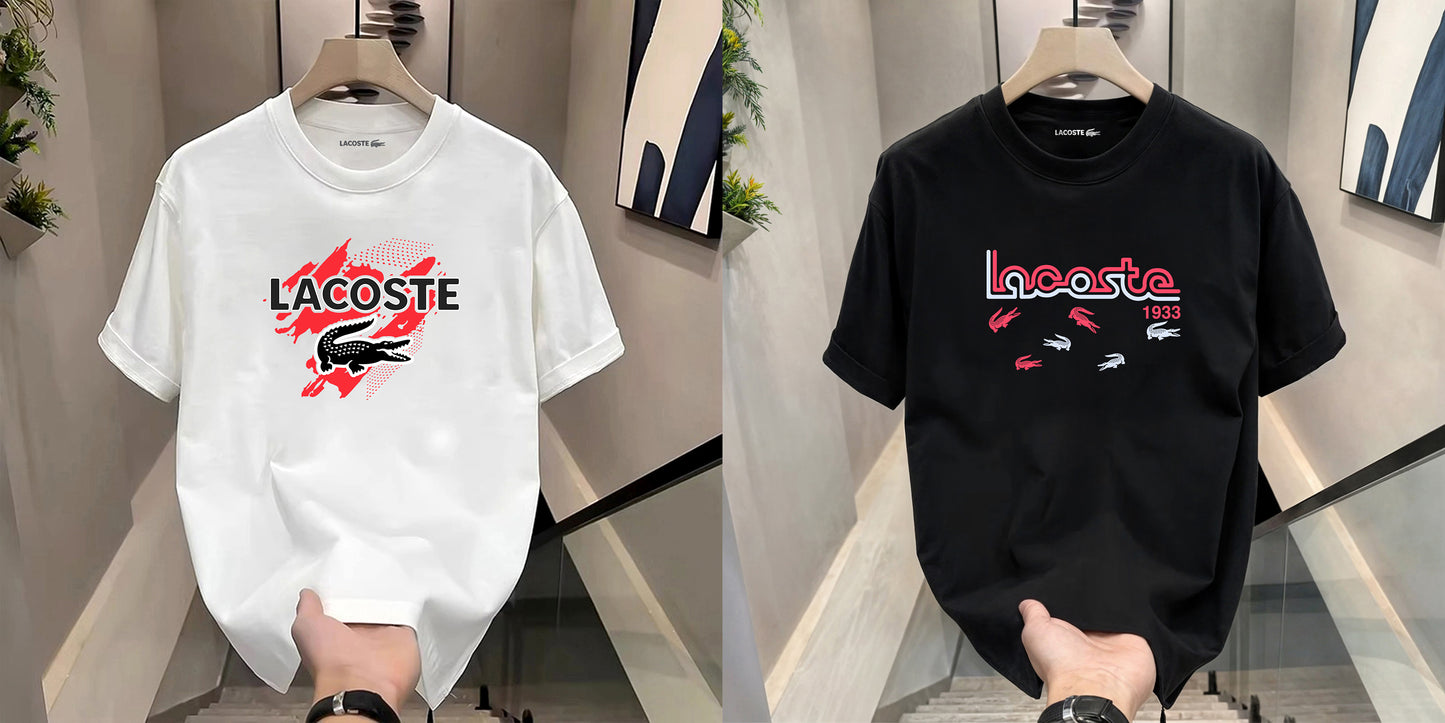 Men's Premium Selling T-Shirts (BD- LACOSTE RED+ LACOSTE 1933)