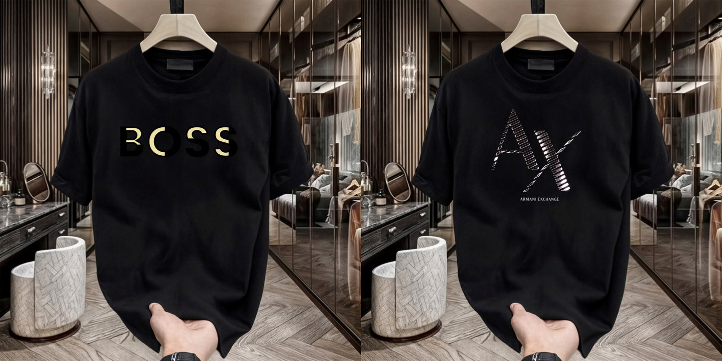 Men's Brand Premium Selling T-Shirt (BD-GOLD BOSS+AX CUT)