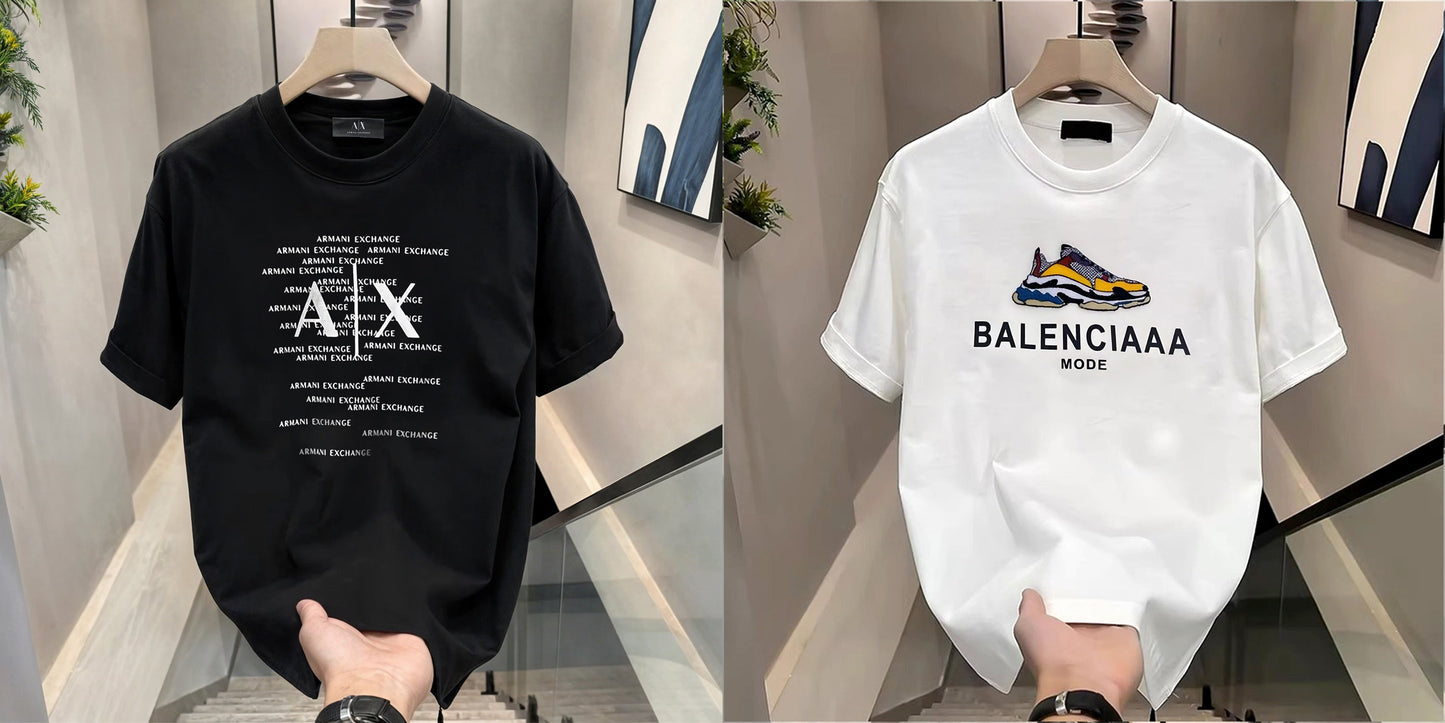 Men's Brand Premium Selling T-Shirt (BD-A|X Text + BALENCIAAA MODE)