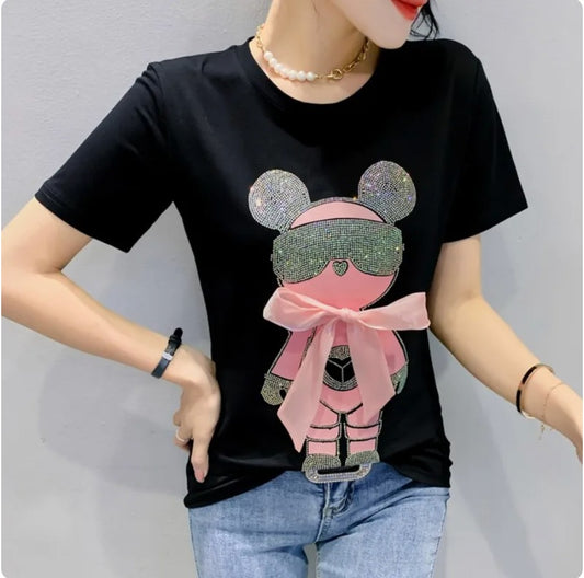Imported Women T-Shirt (Yellow Flower Bear+ Bow Bear)