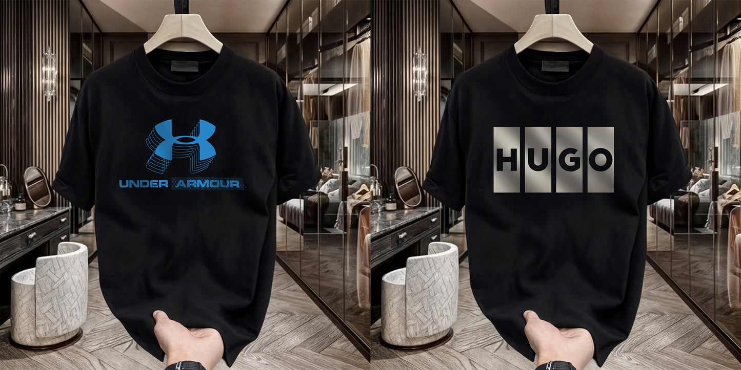 Men's Brand Premium Selling T-Shirt (BD-BLUE ARMOUR+HUGO BOX)