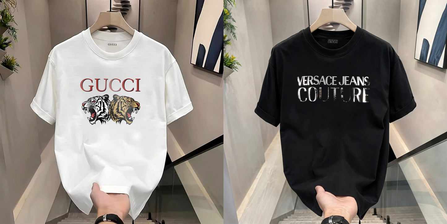 Men's Premium Selling T-Shirts (BD-GUCCI TIGER+VERSACE SILVER)