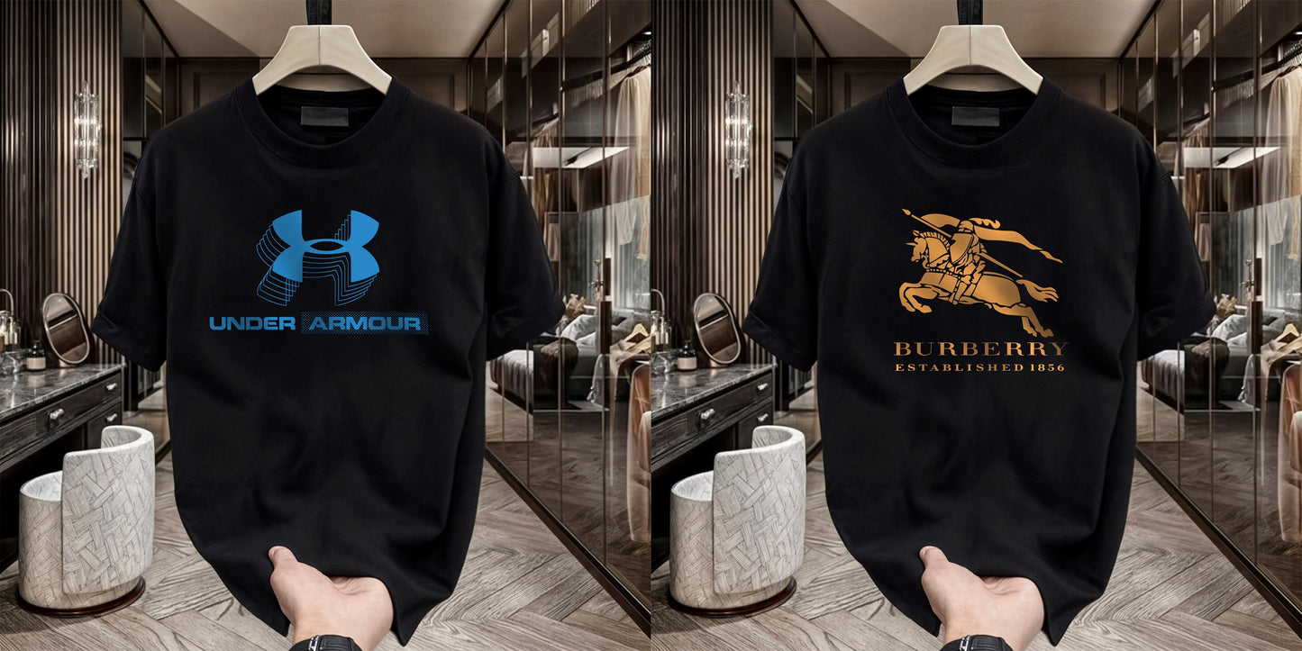 Men's Brand Premium Selling T-Shirt (BD-BURBERRY GOLD+BLUE ARMOUR)