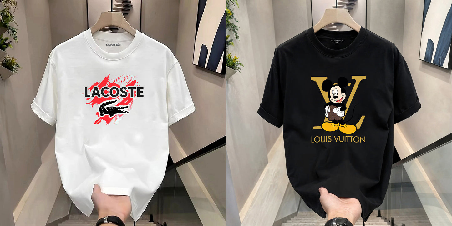Men's Premium Selling T-Shirts (BD-LACOSTE RED + LV MICKEY)