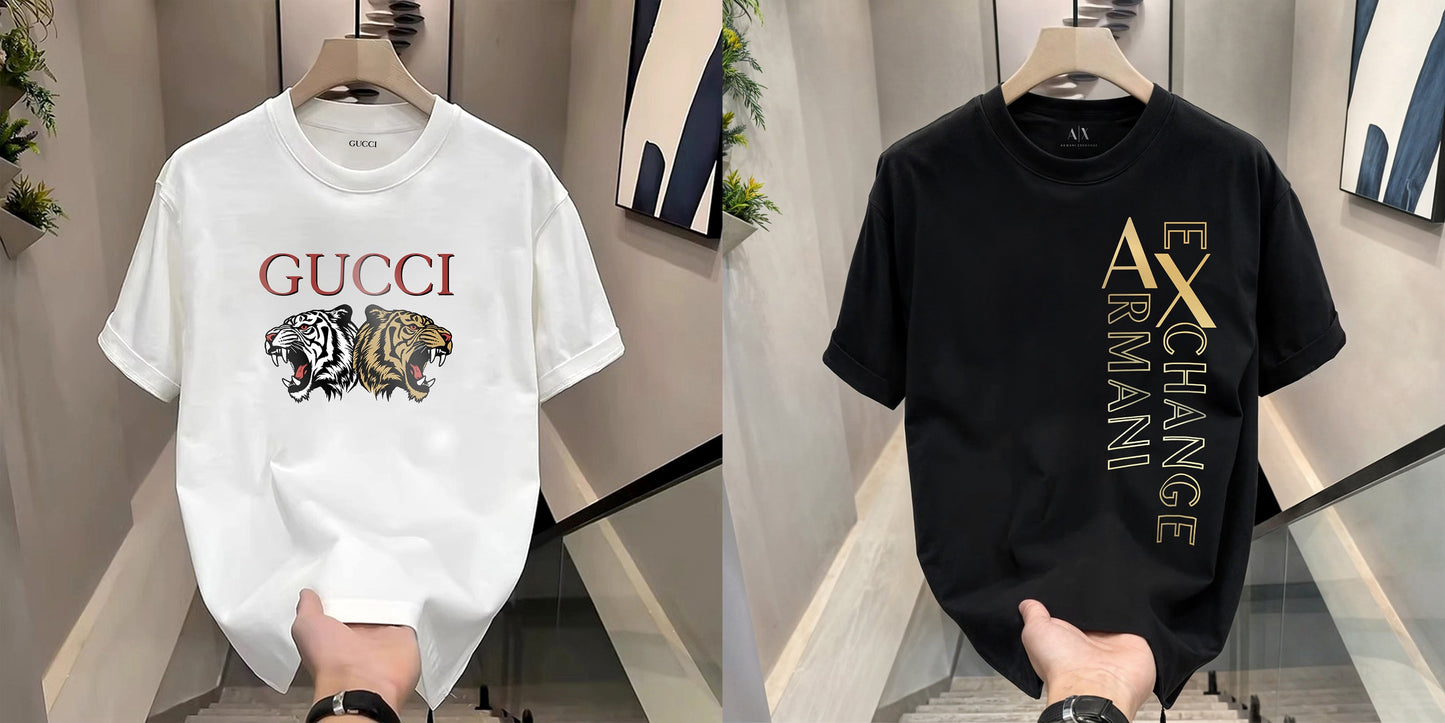 Men's Premium Selling T-Shirts (BD-GUCCI TIGER+ARMANI EXCHANGE)