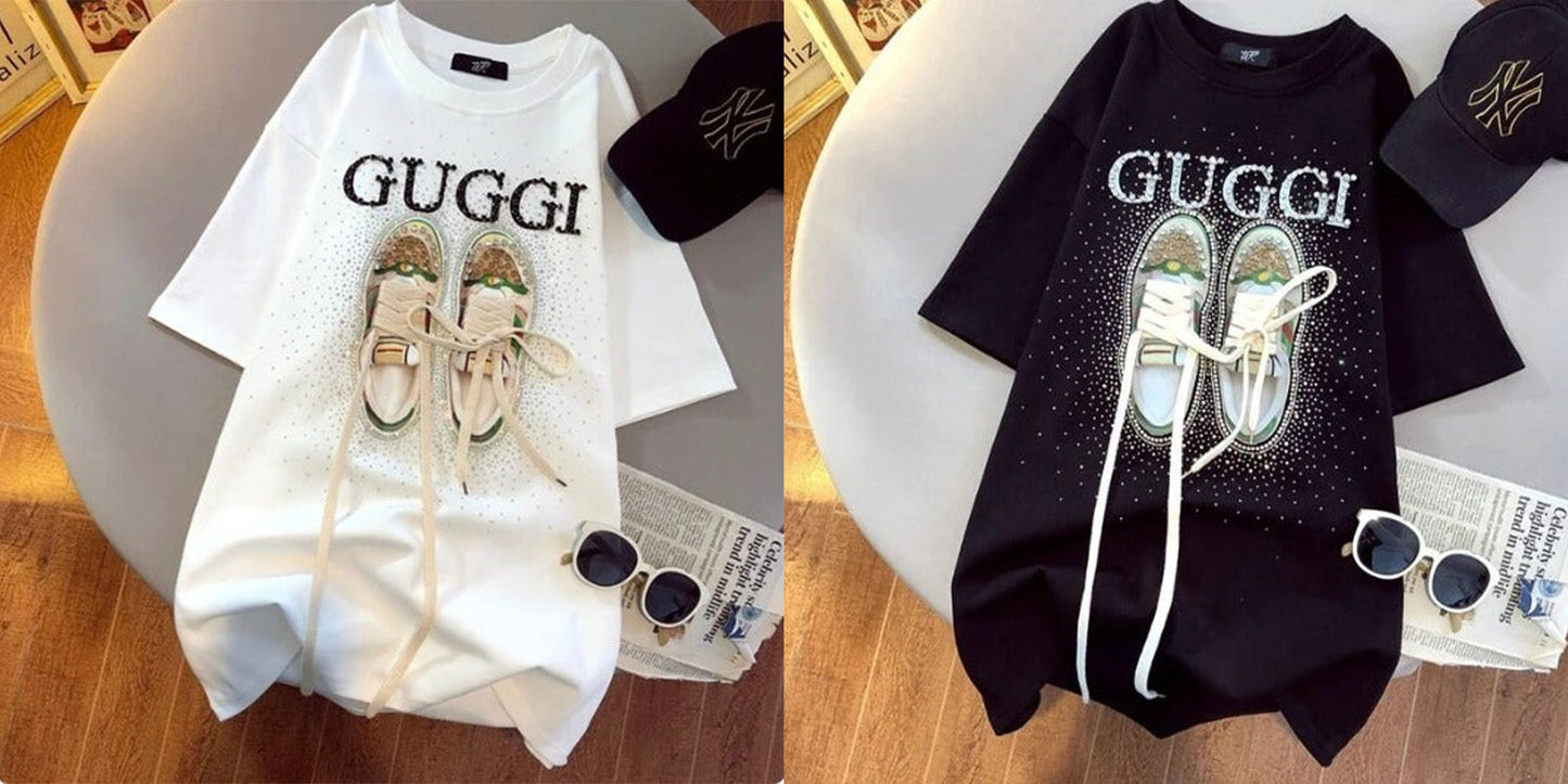 Imported Women T-Shirt (Guggi Black + Guggi White)